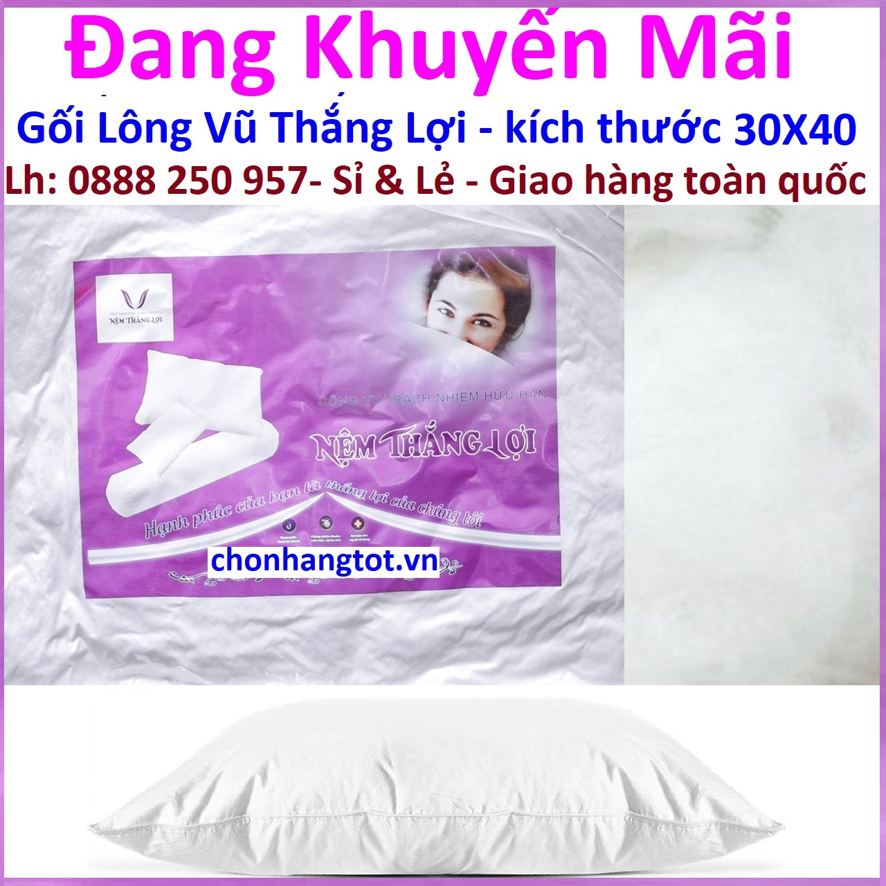 Gối Lông Vũ Thắng Lợi 30x40