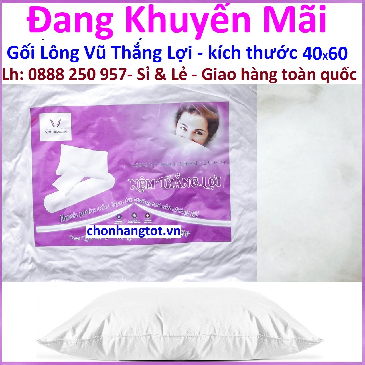 Gối Lông Vũ Thắng Lợi 40x60